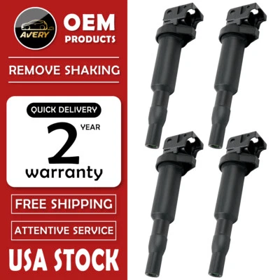Pack of 4 Ignition Coils for BMW 328i 535i 550i 750i X5 X6 Mini Cooper UF592 Foto 1 de 4