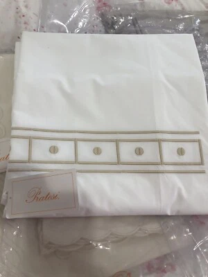 Funda nórdica Pratesi Italia nueva con etiquetas (1) Queen bordado Chicco blanco 100 % percal ángel Foto 1 de 4