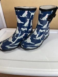 BOTAS DE LLUVIA NOMAD MUJER - AZUL CON PERROS GRIS CLARO - TALLA 9 - Imagen 1 de 9