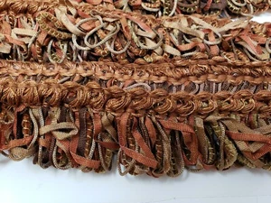 4+Y KRAVET SUDAFRICANO 2 1/2" CINTA CHENILLA BUCLE FLECOS EN MARRÓN ÁMBAR TOPO - Imagen 1 de 12