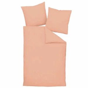 Janine Soft-Seersucker Bettwäsche 155x220 cm 0125-34 uni Puder lachs - Bild 1 von 3