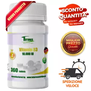 Vitamina D3 10000 UI 360 Compresse Integratore Salute Articolazioni Osteoporosi- - Foto 1 di 2