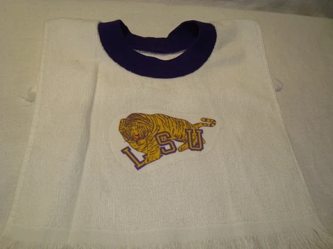 Louisiana State LSU Tigers Hand Crafted Handmade/Tea Towel Children's/Baby Bib Cover