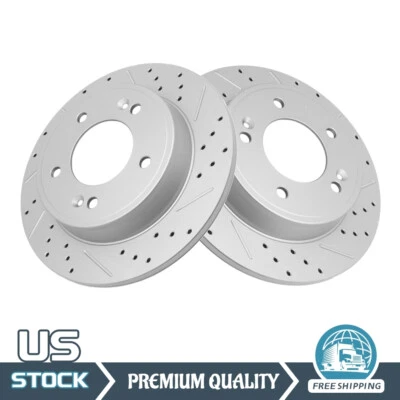 2X Rotores de disco perforados traseros para Hyundai Elantra GT Veloster Kona Kia Forte Soul Foto 1 de 4