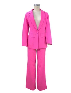 2Pcs Womens Top Formal Blazer Jacket Suits Lapel Collar One Button Loose Pants* - Picture 1 of 24