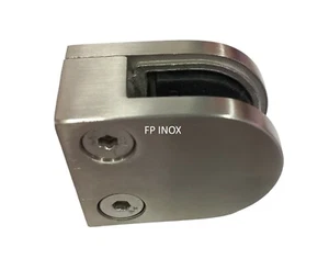 Pince Verre Fixation À PLAT Garde Corps inox satiné A4 Pour extérieur - Picture 1 of 7