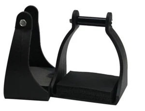 5 1/2" Wide Black Western Lightweight Endurance Stirrups Neck 3” Rubber Tread - Picture 1 of 1