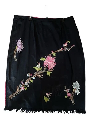 Falda Carolina Colours para mujer talla grande talla 26W azul marino bordado floral Foto 1 de 4