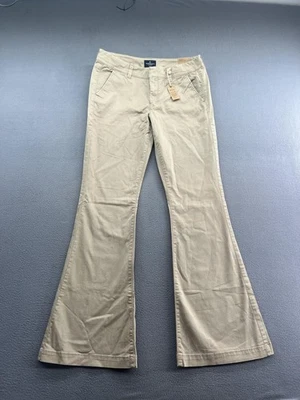Pantalones American Eagle Outfitters para mujer 12 largos boho artista tiro bajo acampanado caqui Foto 1 de 4
