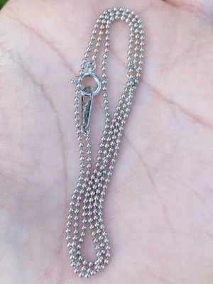 Solid Platinum 1.2mm Bead Chain Necklace 3.10 Grams,  16 Inches - Image 1 of 4