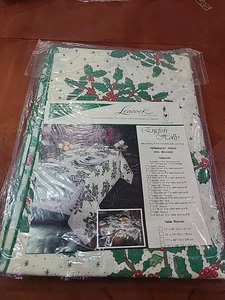 Leacock Weihnachten englische Stechpalme Tischdecke länglich 60x83 MCM Retro - Bild 1 von 4