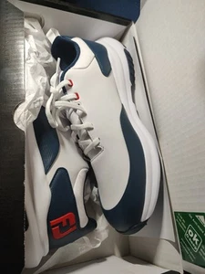 Nuevos zapatos de golf FootJoy Tour Rival 56959 en caja talla 9 M - blancos/azul marino/rojos - Imagen 1 de 9