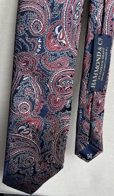 Mens 100% Silk Navy Blue Multi Paisley Smart Event Tie 3" Wide 57" Long - Image 1 of 2