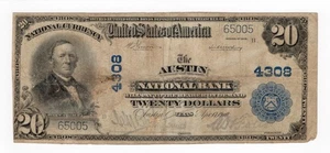 Austin, TX #4308 1902PB banconota da 20 dollari moneta nazionale grezza circolata 5005 - Foto 1 di 2