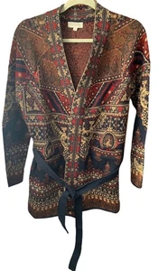 Novica Multicolor India Cardigan Front Pockets and Tie Strap Size Large - Picture 1 of 4