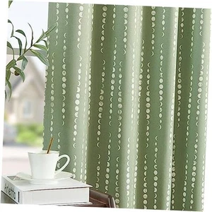 100% Blackout Boho Curtains Moon 52"W x 84"L (Pack of 2) Luna | Sage Green - Picture 1 of 7