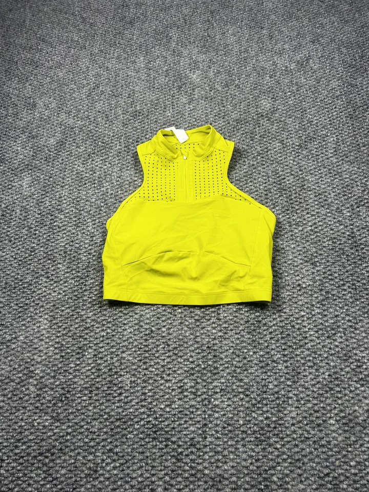 Sutiã esportivo feminino Lululemon 4 amarelo gola alta zíper frontal perfurado racerback - Imagem 1 de 4