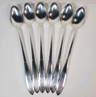 6 Nobility Plate Reverie By Oneida Ice Tea Spoons Flatware Silver Plate - Image 1 of 4
