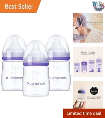 Paquete de 3 biberones Lansinoh, 5 OZ con pezones de flujo lento - anticólicos Foto 1 de 4