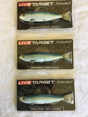 "3 cebos de sardina españoles LiveTarget 2 1/4 oz 6 1/2"" color es azul plata nuevos" Foto 1 de 4