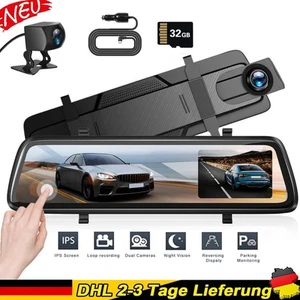 Dashcam 10" doppia lente fotocamera auto DVR telecamera posteriore specchio videoregistratore 1080p - Foto 1 di 12