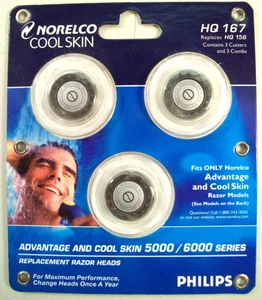 New Norelco Cool Skin Electric Razor Replacement Heads, HQ 167, 5000/6000 Series - Picture 1 of 3