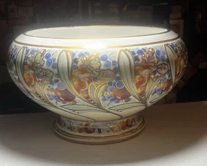 T&V Limoges Footed Punch  Bowl Pomegranate Handpainted France Unique Art Nouveau - Picture 1 of 12