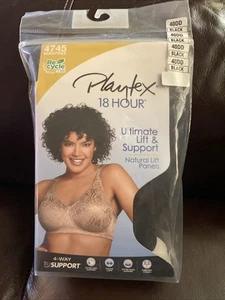 PLAYTEX 4745 ULTIMATE 18 HOUR LIFT & SUPPORT BH Gr. 40DD SCHWARZ ~ NEU - Bild 1 von 2