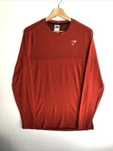Maglione uomo GYMSHARK VITAL FIT medio atletico rosso scuro maglietta manica lunga - Foto 1 di 7
