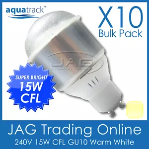 10 x 15W GU10 Compact Fluorescent Lamps Globes Bulbs 2700K Warm White CFL 240V - Picture 1 of 2