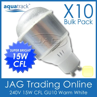10 x 15W GU10 Compact Fluorescent Lamps Globes Bulbs 2700K Warm White CFL 240V - Image 1 of 2