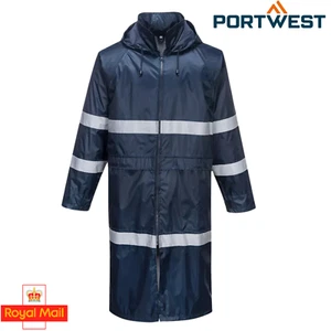 Cappotto lungo Portwest Hi-Vis Classic Iona impermeabile leggero con cappuccio - Foto 1 di 5