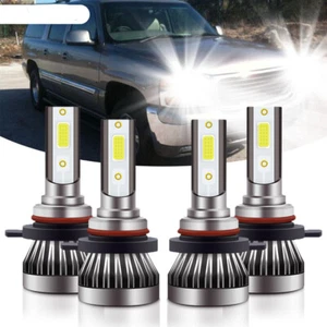 For GMC Sierra Yukon XL 1500 2500 9005 9006 LED Headlight Combo Bulbs High Low - Picture 1 of 9