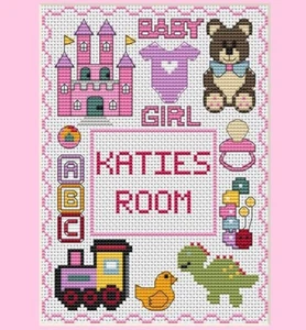 Baby Birth Sampler Cross Stitch Kit Baby Toys Girls Craft Kit Christening Gift - Picture 1 of 11