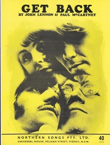 Beatles 1st Press OZ Sheet Music Get back NM ‘69 Northern Songs Pty Ltd - Picture 1 of 1