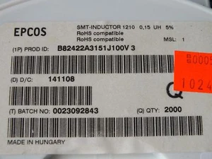100 Stück EPCOS B82422A3151J100V3 SMT-INDUKTIVITÄT 1210 0,15 UH - Bild 1 von 6