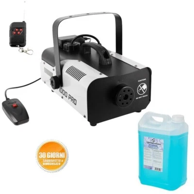 SET DA MACCHINA DEL FUMO TELECOMANDO DJ PA LIQUIDO 5L NEBBIA FOG 1000W - Immagine 1 di 4