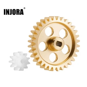 INJORA Brass Transmission Main Gear & Motor Pinion for Losi Micro-B Micro-T - Picture 1 of 20