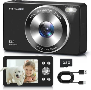 4K Digital Camera, FHD Kids Camera, Real 13MP 16X Zoom Autofocus, 2.83'' LCD Sc - Picture 1 of 12