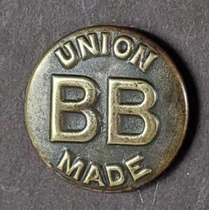 Bb UNION MADE BB Antique Wobble Shank Overall BUTTON Textured Medium - Picture 1 of 2