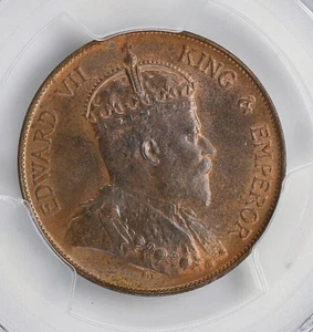 1905-H HONG KONG EDWARD VII BRONZE CENT PCGS MS-63 BROWN HEATON MINT, KM11 - Picture 1 of 4