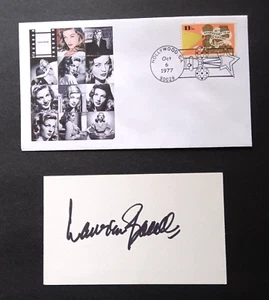 Lauren Bacall signed auto 3x5 Index Card plus FDC Envelope - Picture 1 of 2