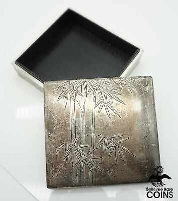 Vintage Japanese Sterling Silver Bamboo Etched Lined Box • 9.60$