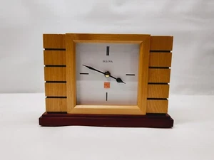 Bulova B1659 Usonian Ii Frank Lloyd Wright Mantel Clock Natural Finish With Waln - Picture 1 of 2