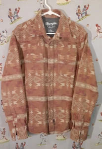 🤠 Wrangler Retro Premium Shirt Mens LT Southwestern Aztec Pearl Snap Woven - Picture 1 of 12
