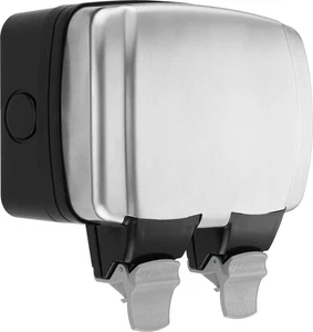🌧️ British General Double Switched Outdoor Socket RCD Protected IP66 Steel 13A - Picture 1 of 4
