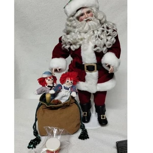 Vintage Porzellan Weihnachtsmann Puppe mit Raggedy Ann & Andy Puppen Weihnachtsdeko - Bild 1 von 21