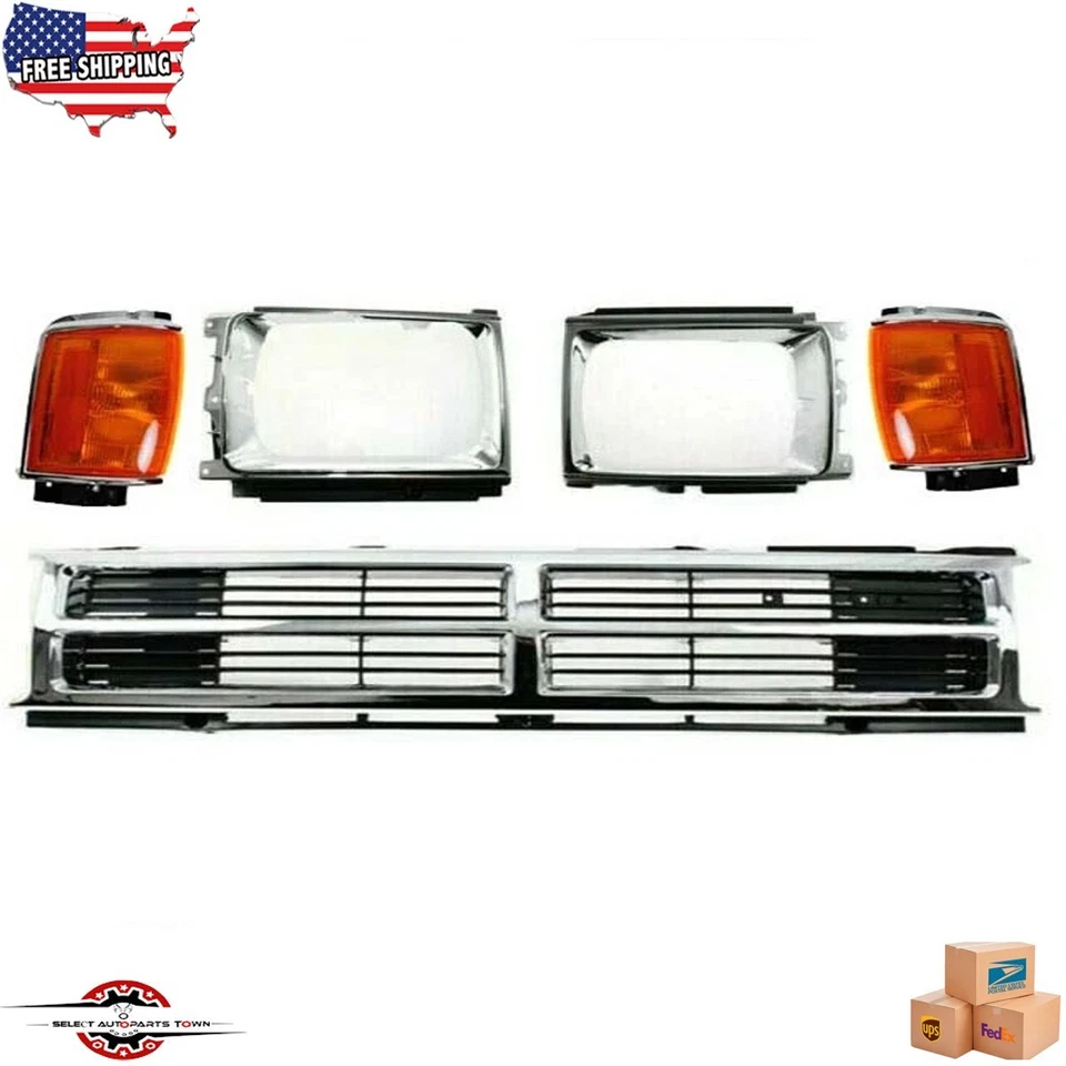 Fits 1987-1988 Toyota Pickup Front Grille Headlamp Door Bezels Corner Lights 5PC - Image 1 of 4
