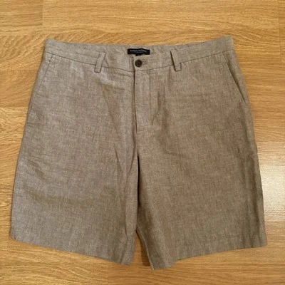 Banana Republic Shorts Mens Size 36 (Act 37) Beige Flat Front Aiden Linen Blend - Image 1 of 4