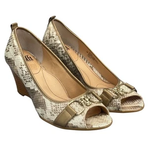 Sofft Schlangenleder 3" Holz Keilabsatz zehenfrei bequem eleganter Schuh Damen 10 - Bild 1 von 11